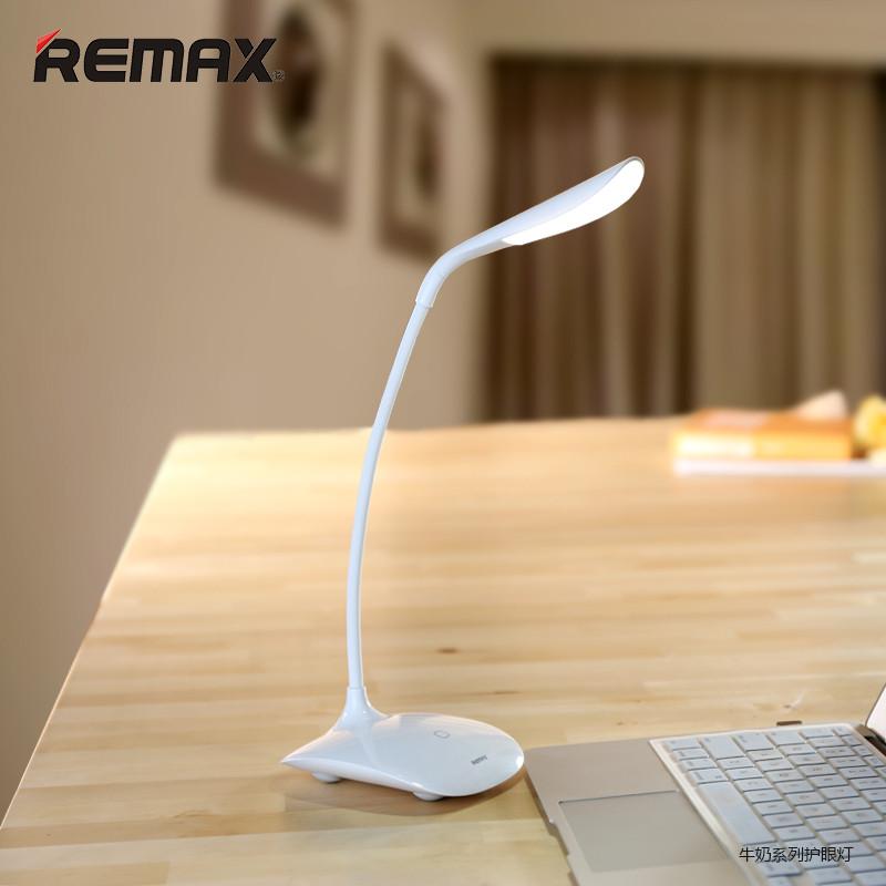 Přenosné LED svítidlo Remax Milk Series s podstavcem pro postavení, vestavěnou nabíjecí 500mAh baterií a ohebným krkem.
