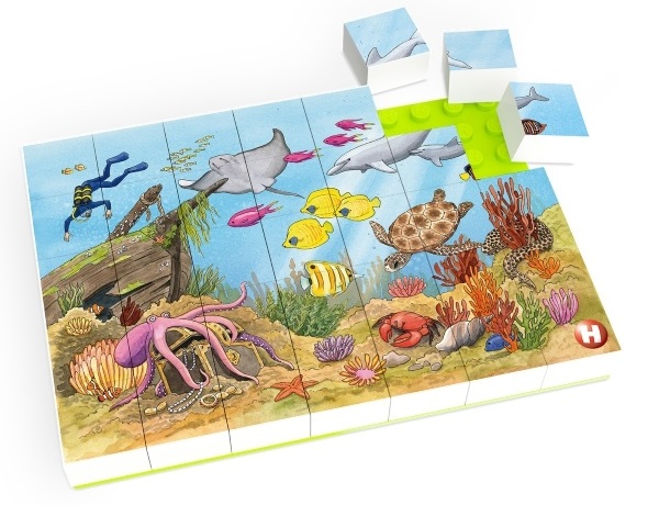 Puzzle Hubelino kombinují dvě oblíbená dětská témata: kreativní stavění ze stavebních kostek a barevné motivy puzzle. 